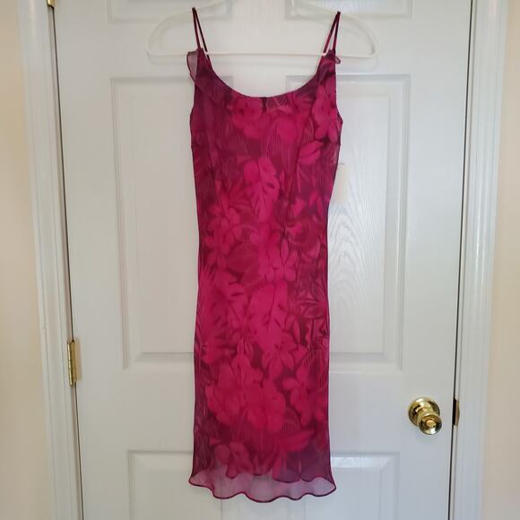 B Smart Y2k Floral Slip Dress Knee-length Lace-up Back Raspberry Purple Size 5/6 - Picture 2 of 9